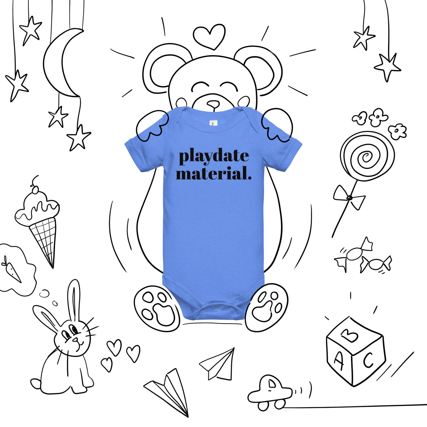 Playdate Material Baby Short Sleeve Onesie