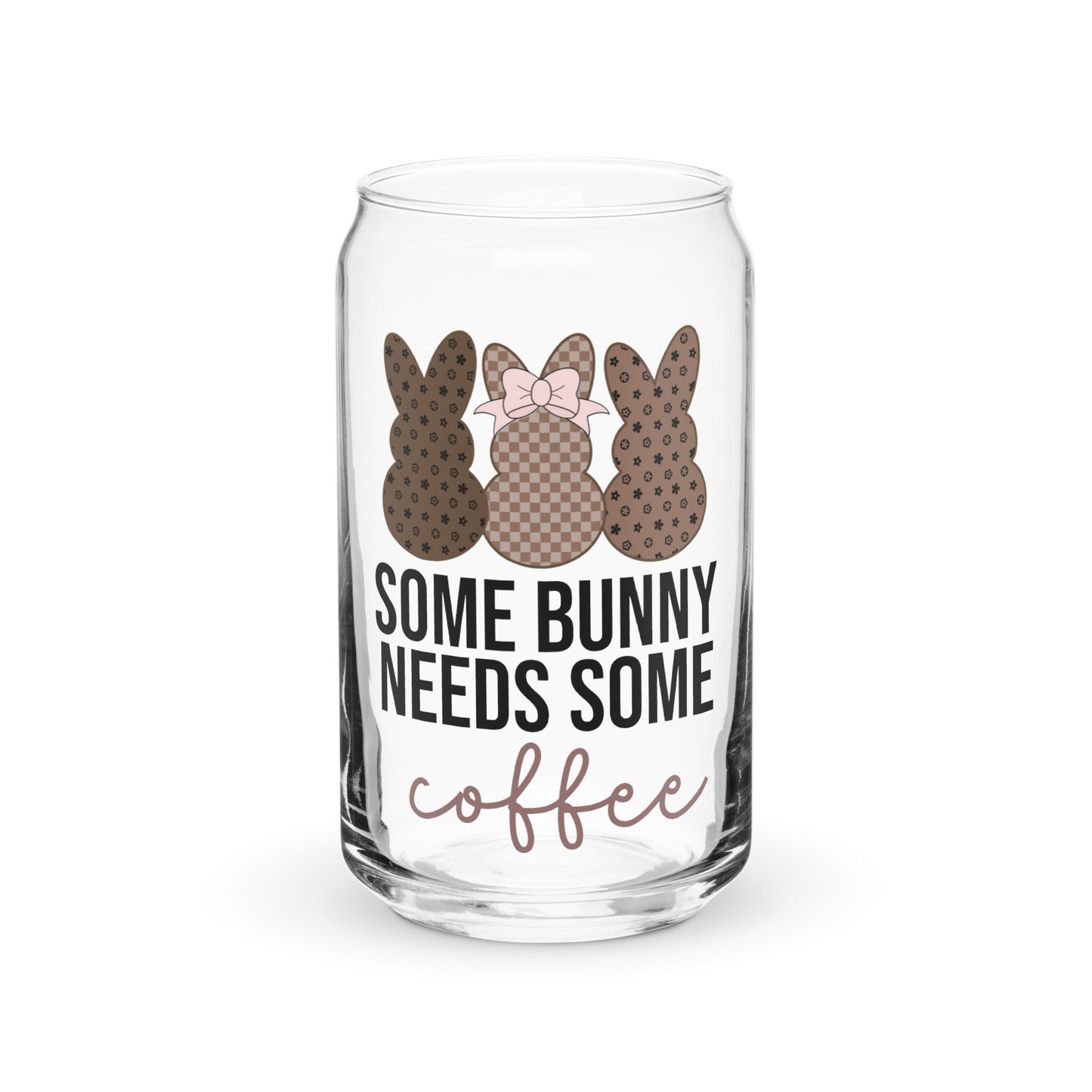 Bunny Needs Coffee Can-Shaped Glass